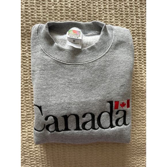 Vintage Canada Embroidered Crewneck Sweatshirt Fruit of the Loom Gray - Picture 5 of 5